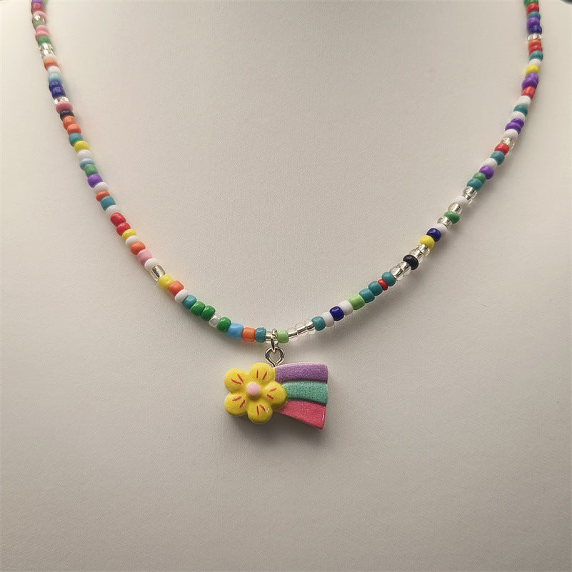 Cute Children's Rainbow Love Clavicle Chain Dopamine Necklace