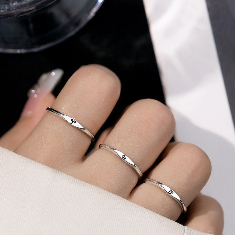 Simple Twelve Constellation Open Ring Single Exclusive Ring
