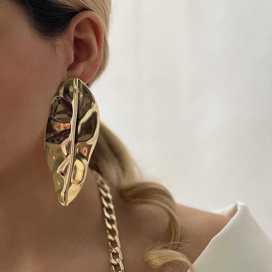 Cross Border E-commerce Ornament Exaggerated Alloy Leaf Earrings