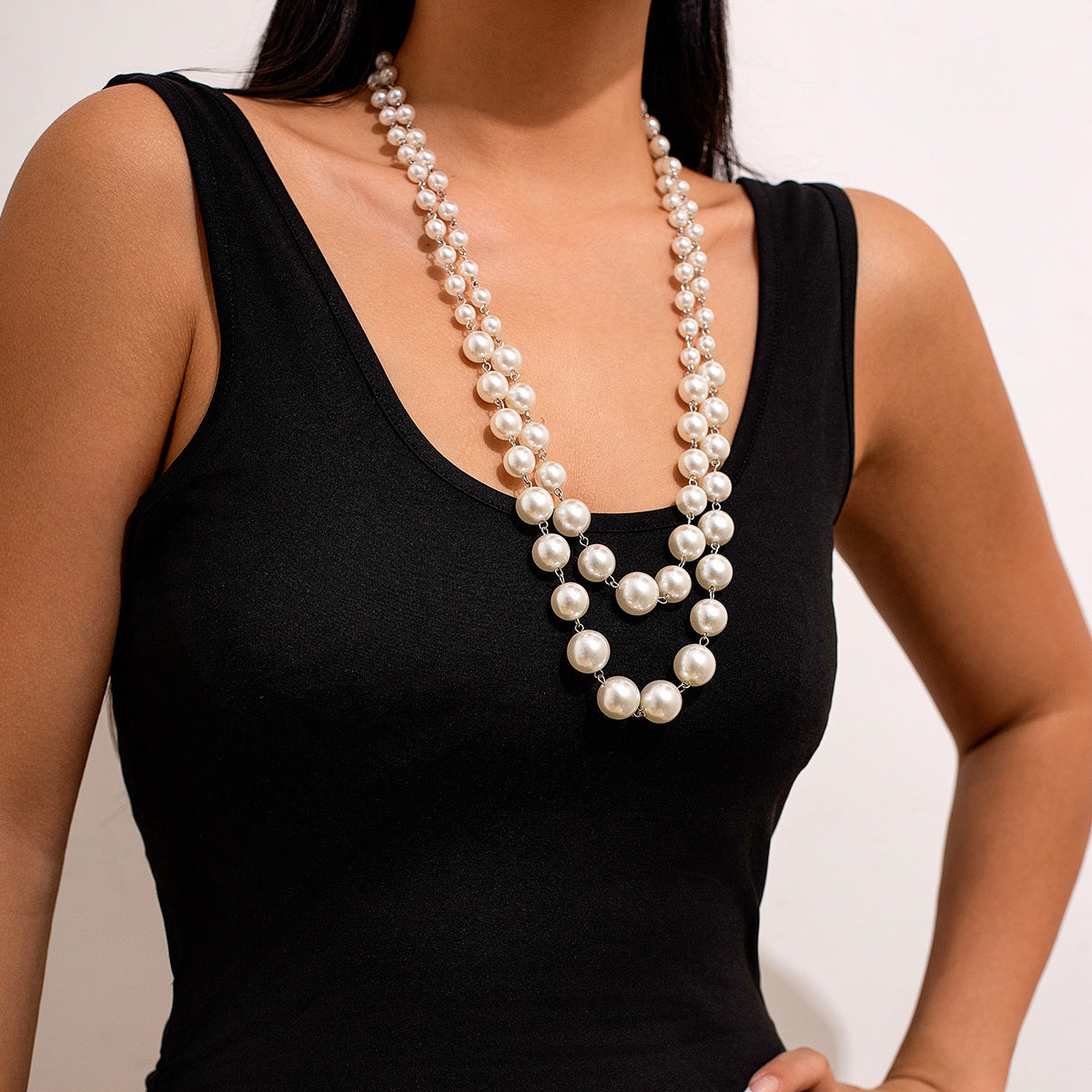 Pearl Twin Clavicle Chain Tassel Necklace