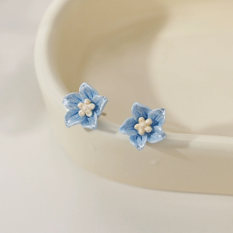 Blue Flower Stud Earrings