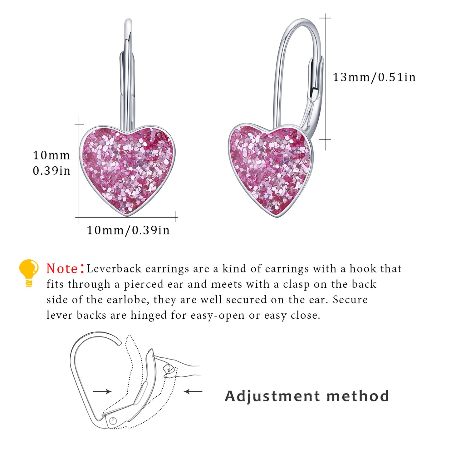 925 Sterling Silver Heart Dangle Hoop Earrings