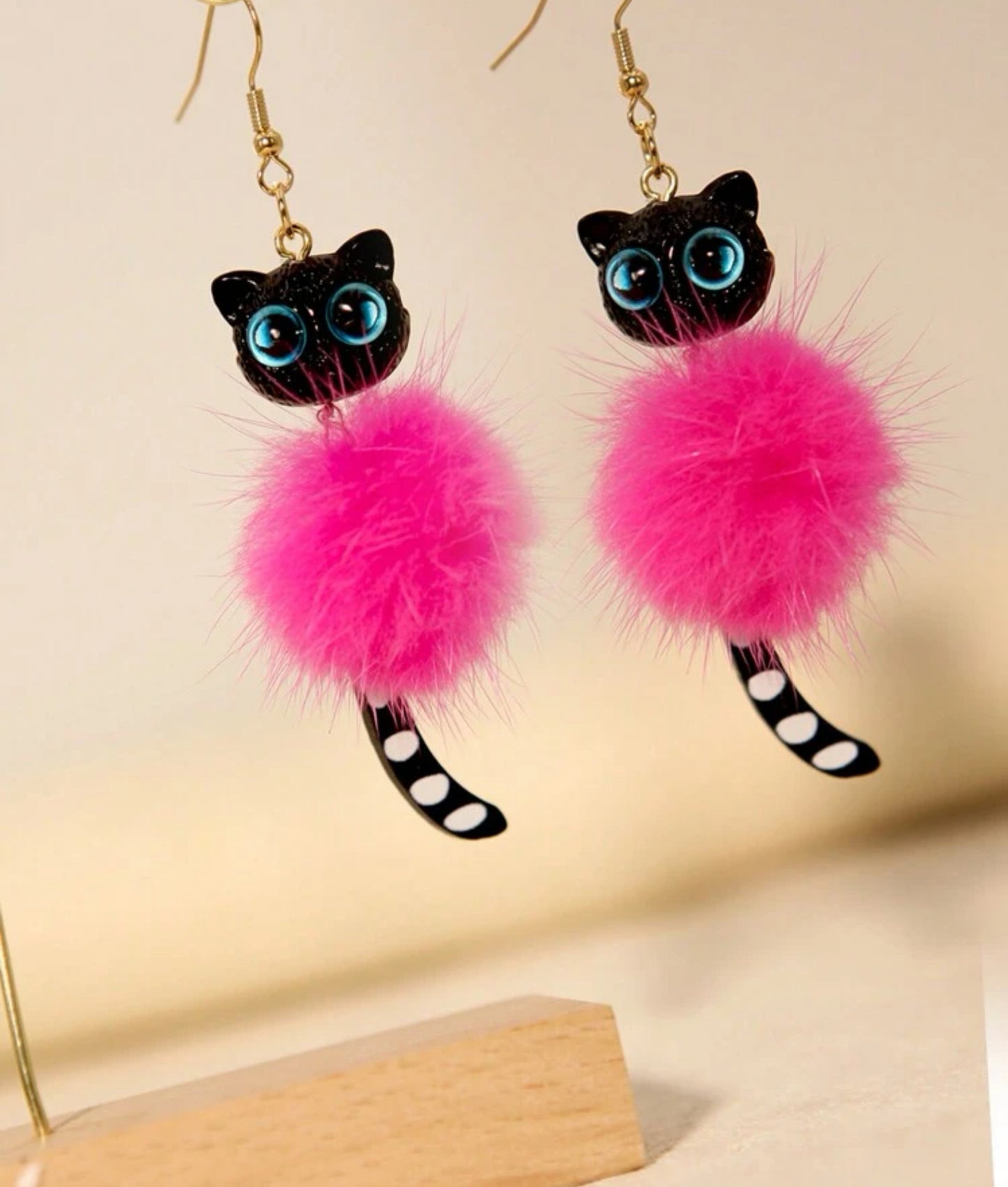 Cute Plush Black Cat Earrings