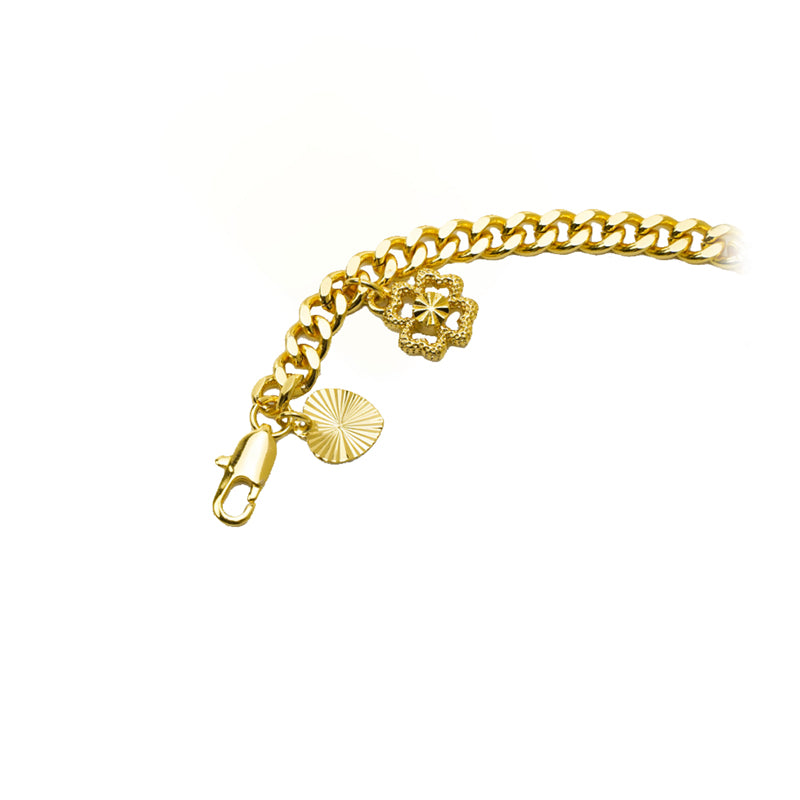 24K Gold Filled Bracelet For Women, FourLeaf Clover Round