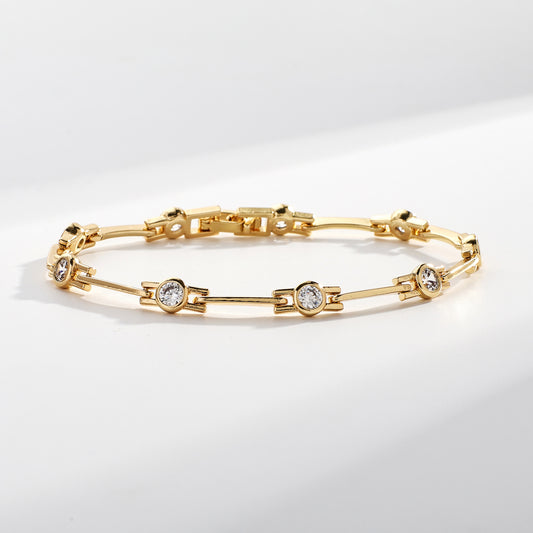 14K Real Gold Inlaid Zirconium Simple Women's Bracelet