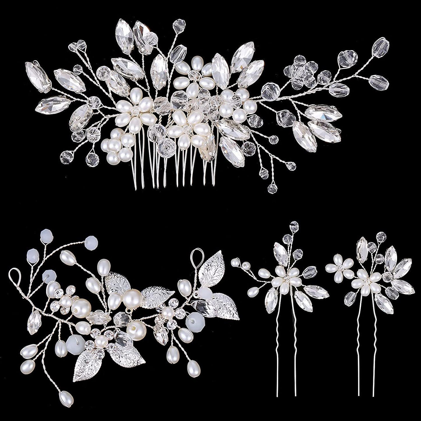 Bridal Wedding Handmade Pearl Crystal Hair Comb