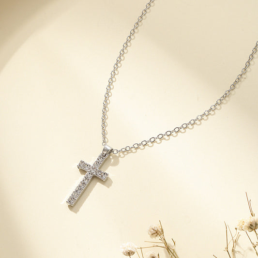 Men's And Women's Classic Accessories Diamond Cross Necklace