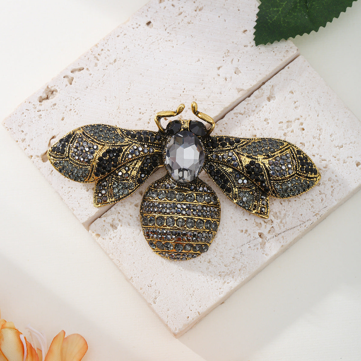 Antique Style Fully-jeweled Crystal Bee Brooch