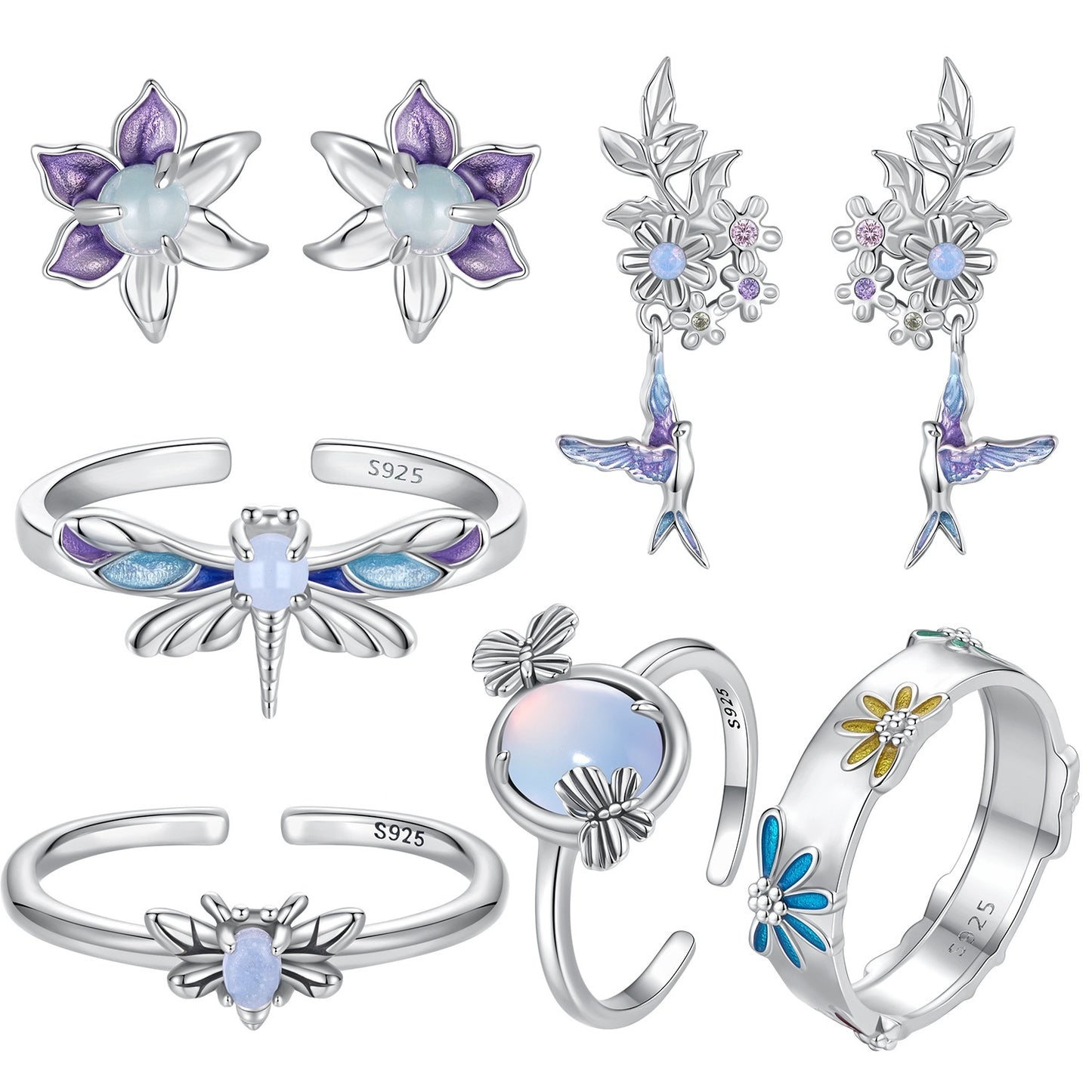 Silver Fantasy Gradient Butterfly Ring