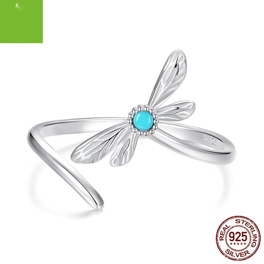Personalized Simple Turquoise Dragonfly Ring