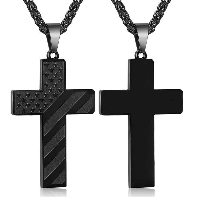 Cross Flag Necklace Letters High Sense Hip Hop