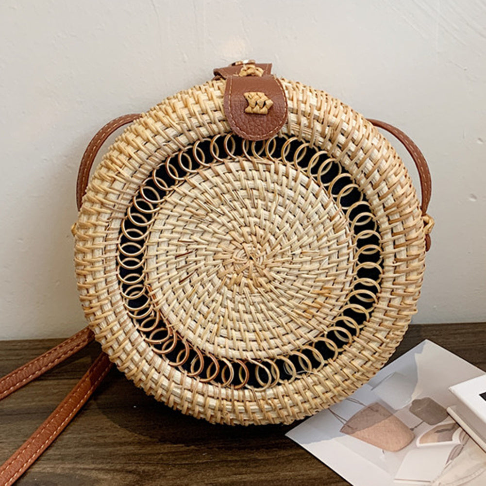 Vintage Art Hand Woven One Shoulder Leather Buckle Bag