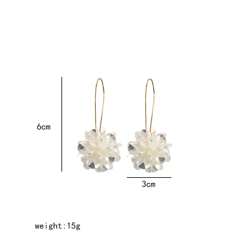 White Petal Geometric Earrings