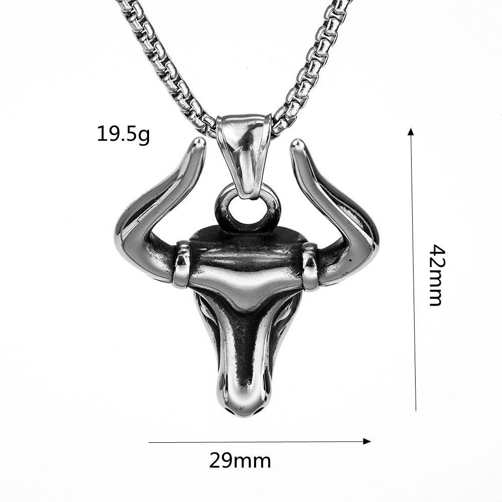 Men's Personalized Smooth-Surface Animal Ox-Head Necklace Pendant