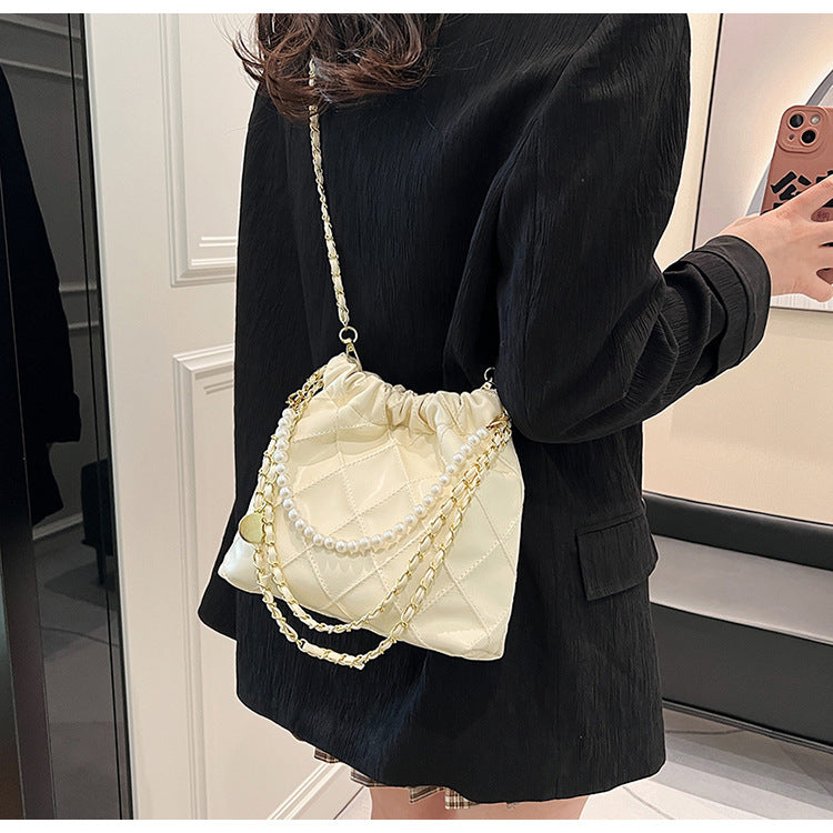 Niche Texture Garbage Rhombus PU Hand Bag