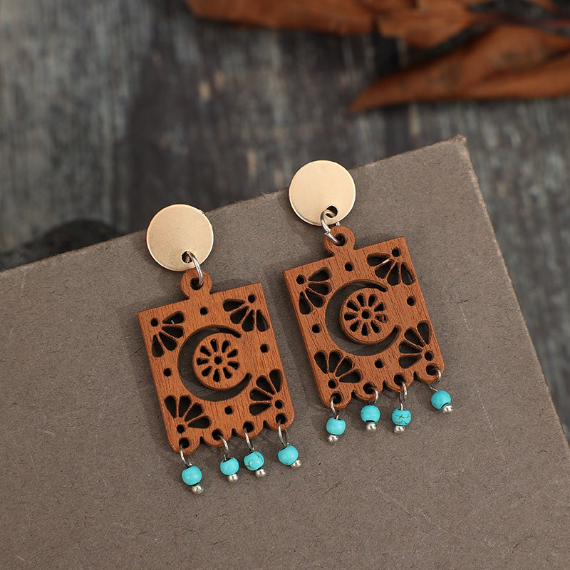 Geometric Hollow Wooden Earrings