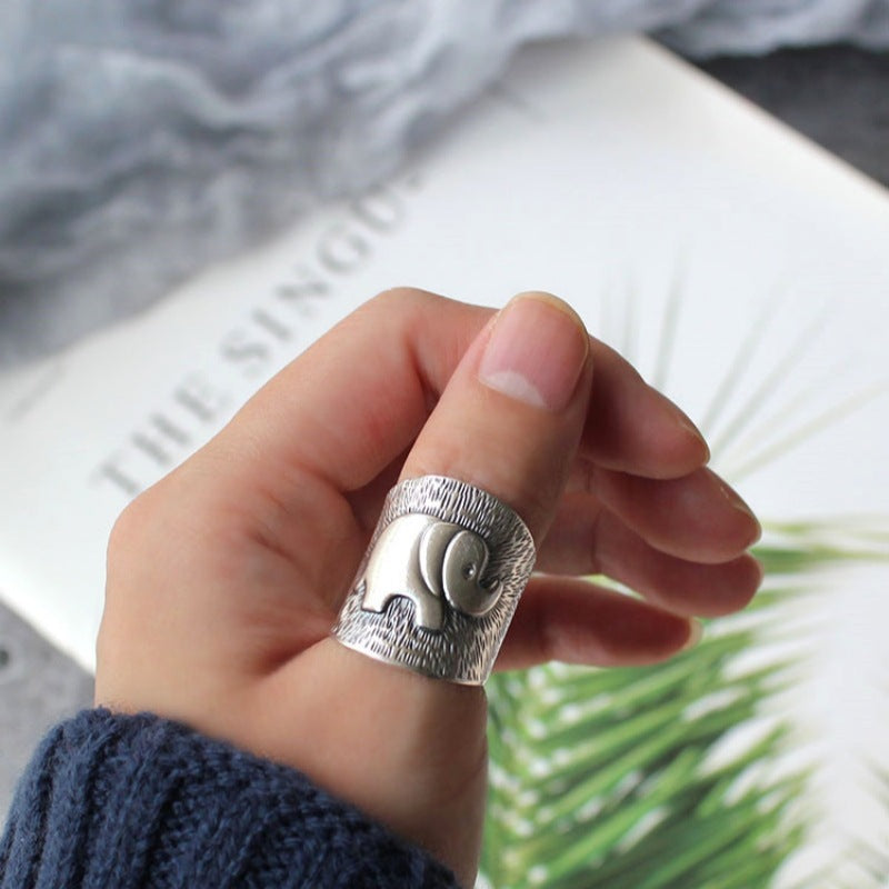 Retro Artistic Elephant Ring