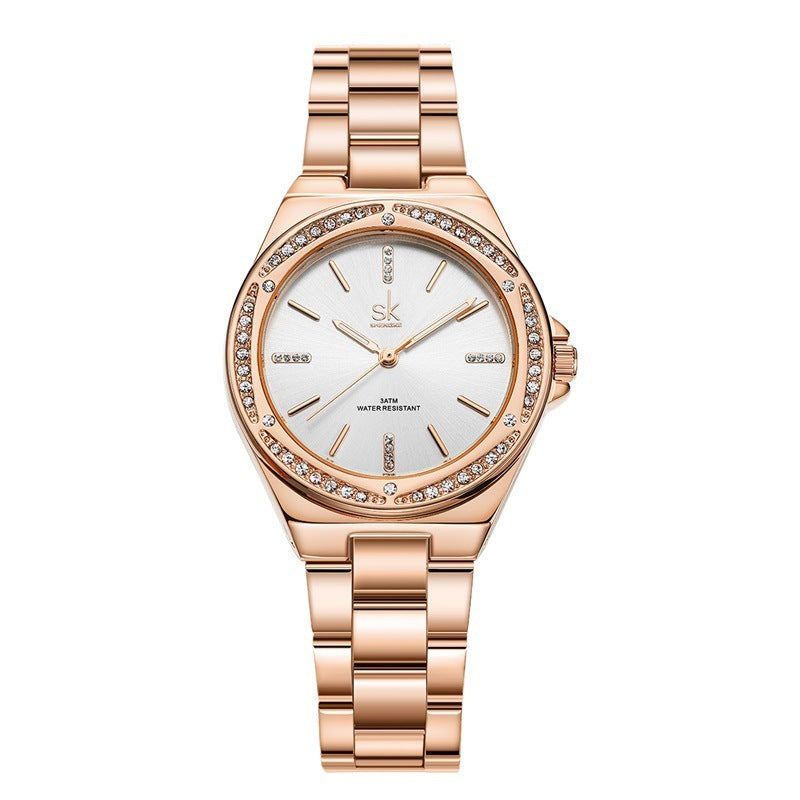 Women's Simple Zircon Quartz Watch