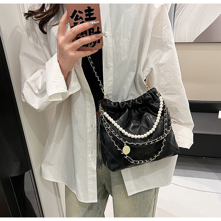 Niche Texture Garbage Rhombus PU Hand Bag