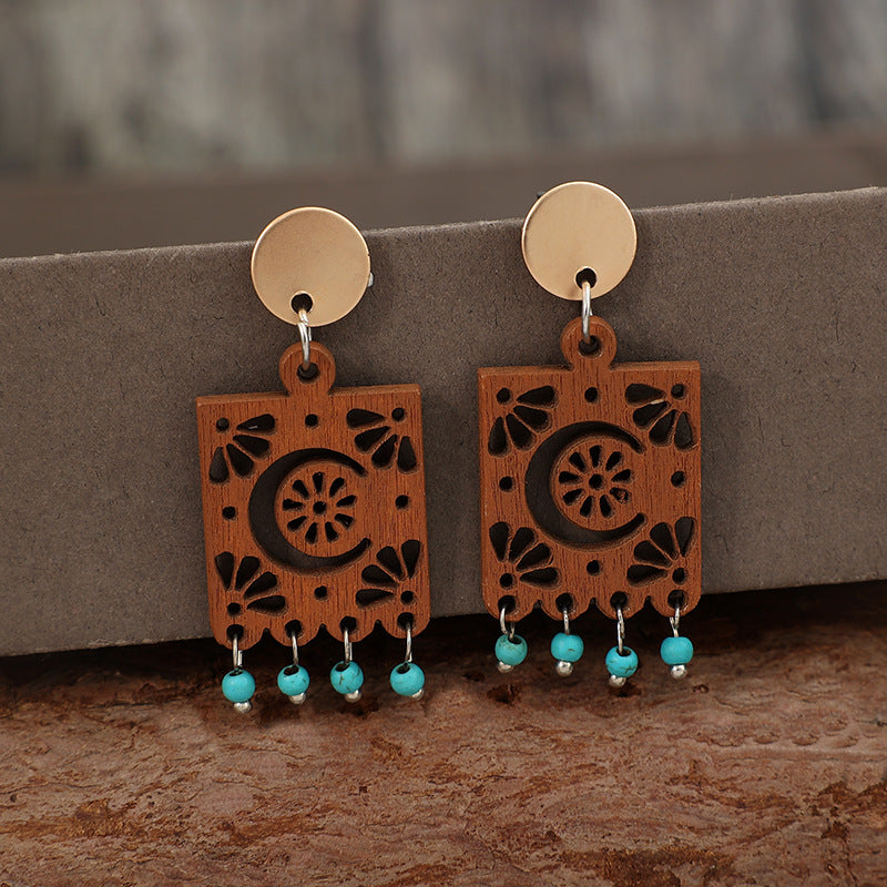 Geometric Hollow Wooden Earrings