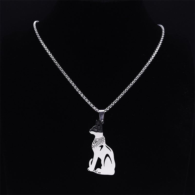 Stainless Steel Cat Ornament Necklace