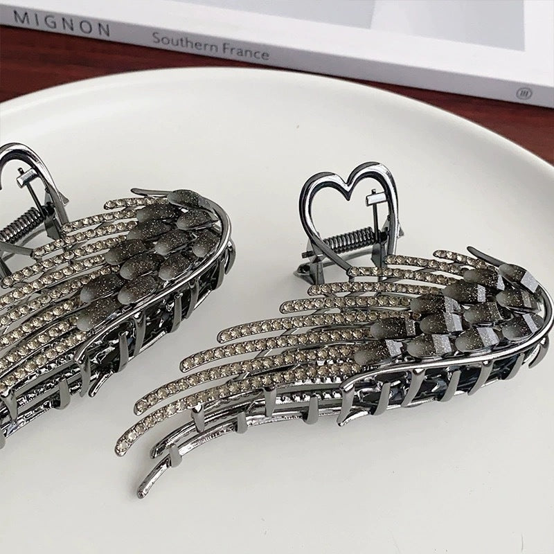 Rhinestone Wings Shark Hair Clip