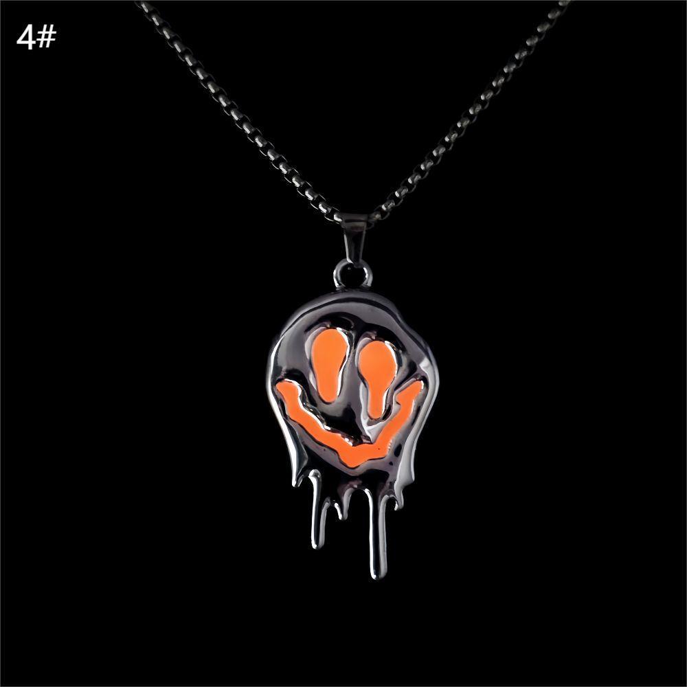 Zinc Alloy Noctilucent Halloween Ghost Glowing Grimace Pendant Necklace