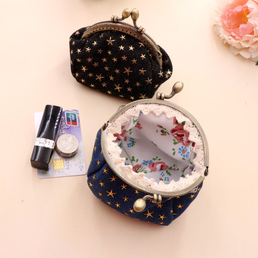 Denim Cloth Vintage Handmade Women's Hand-held Coin Purse