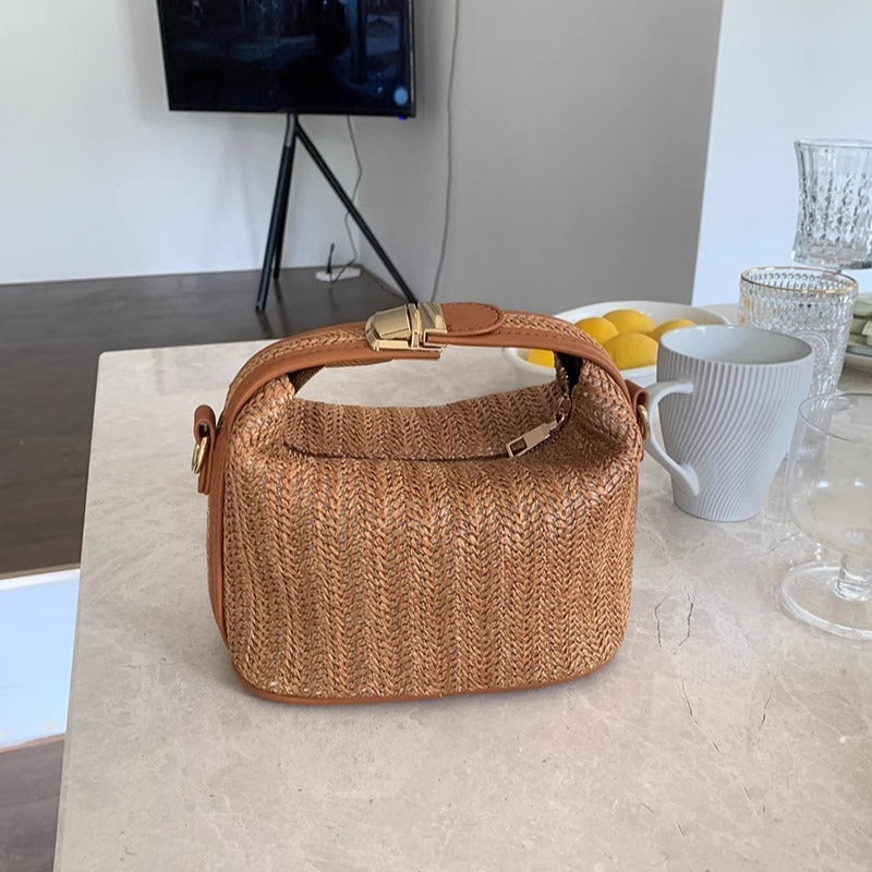 Portable Straw Shoulder Messenger Bag