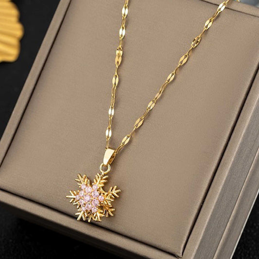 Korean-style Simple Snowflake Rotating Necklace Pendant