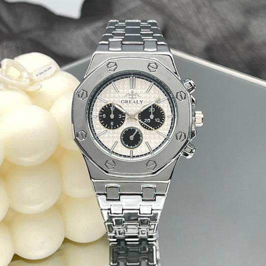 Men's And Women's Same Steel Belt Quartz With Calendar Waterproof Couple's Watch