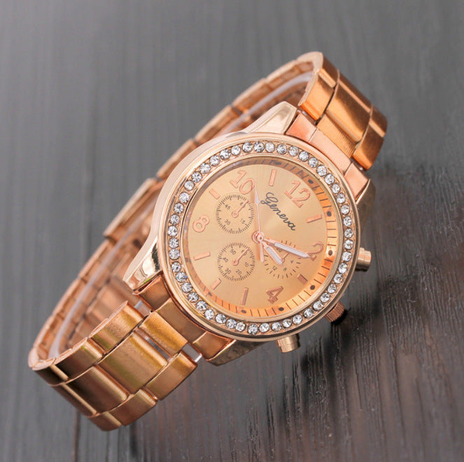 Diamond Alloy Steel Band Women's Watch