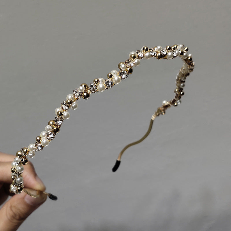 Metal Simple Pearl Rhinestone Headband