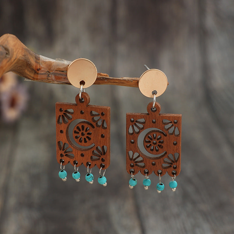 Geometric Hollow Wooden Earrings