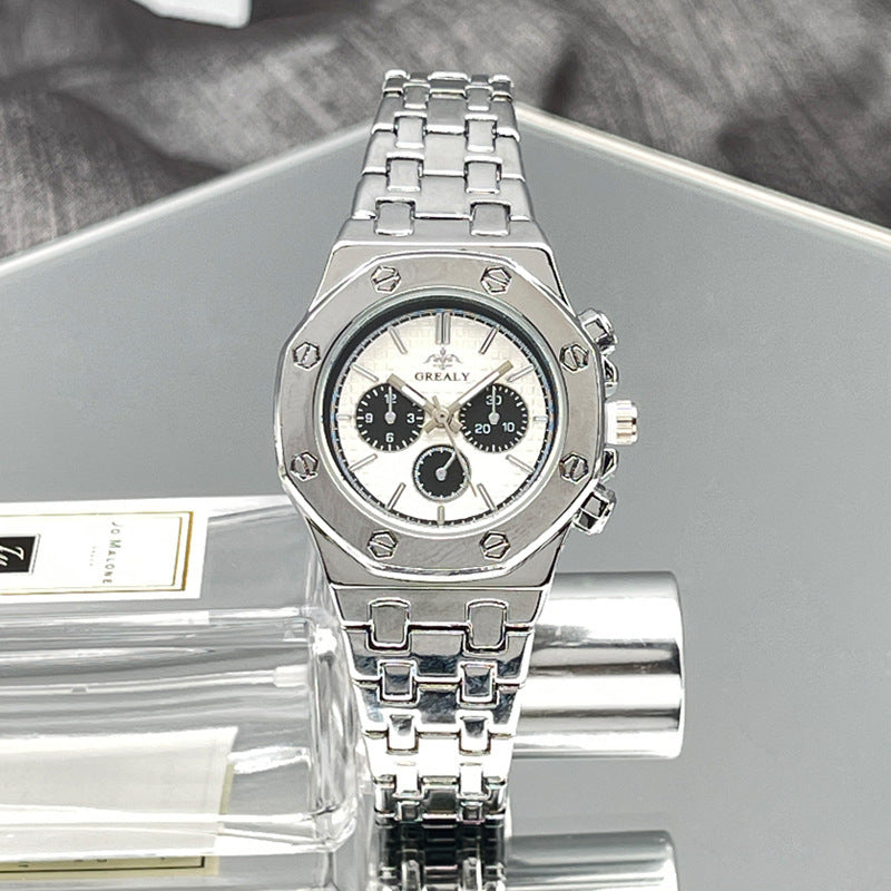 Men's And Women's Same Steel Belt Quartz With Calendar Waterproof Couple's Watch