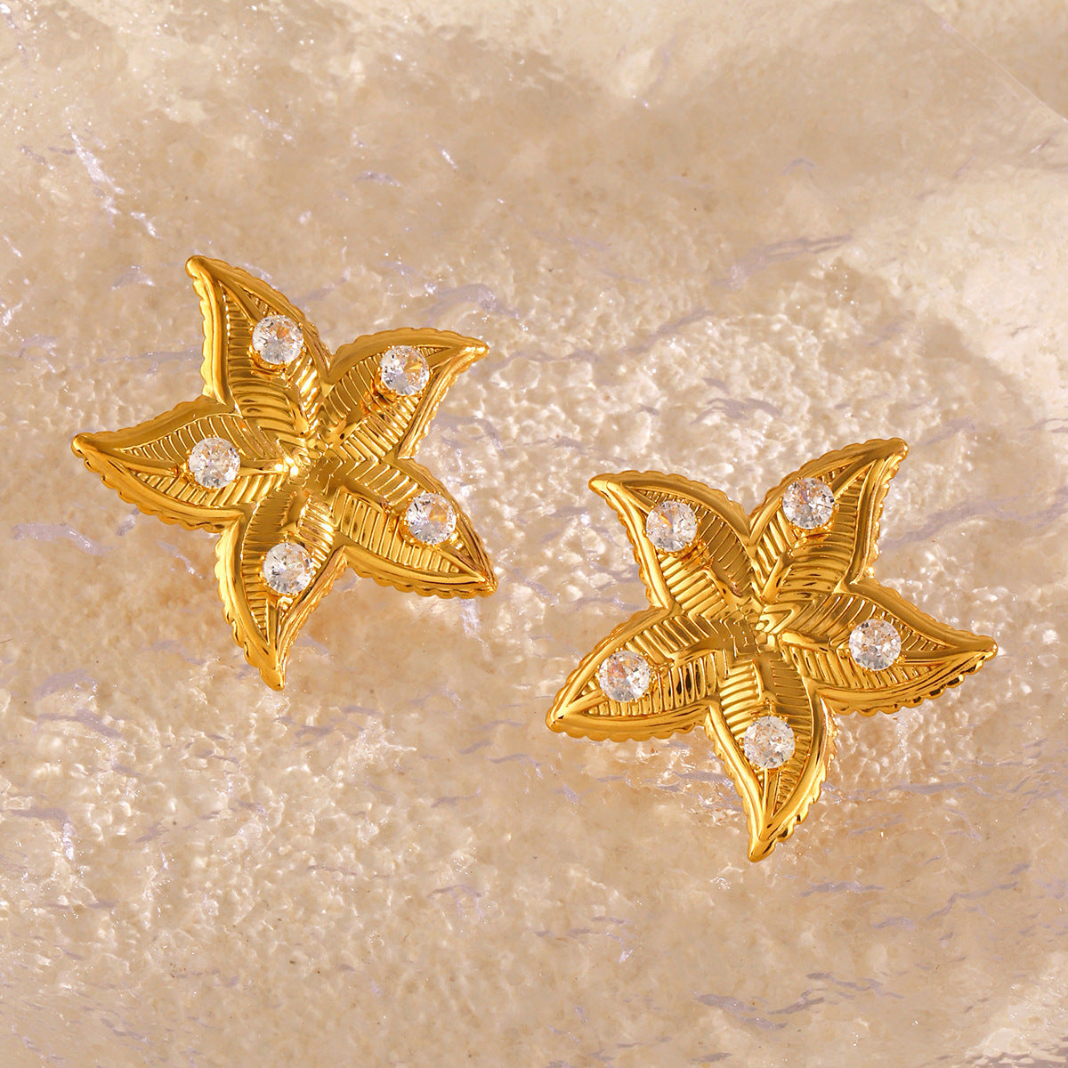 Rusty Steel Exaggerated Design Starfish Earrings