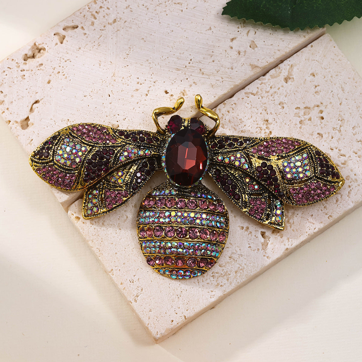 Antique Style Fully-jeweled Crystal Bee Brooch