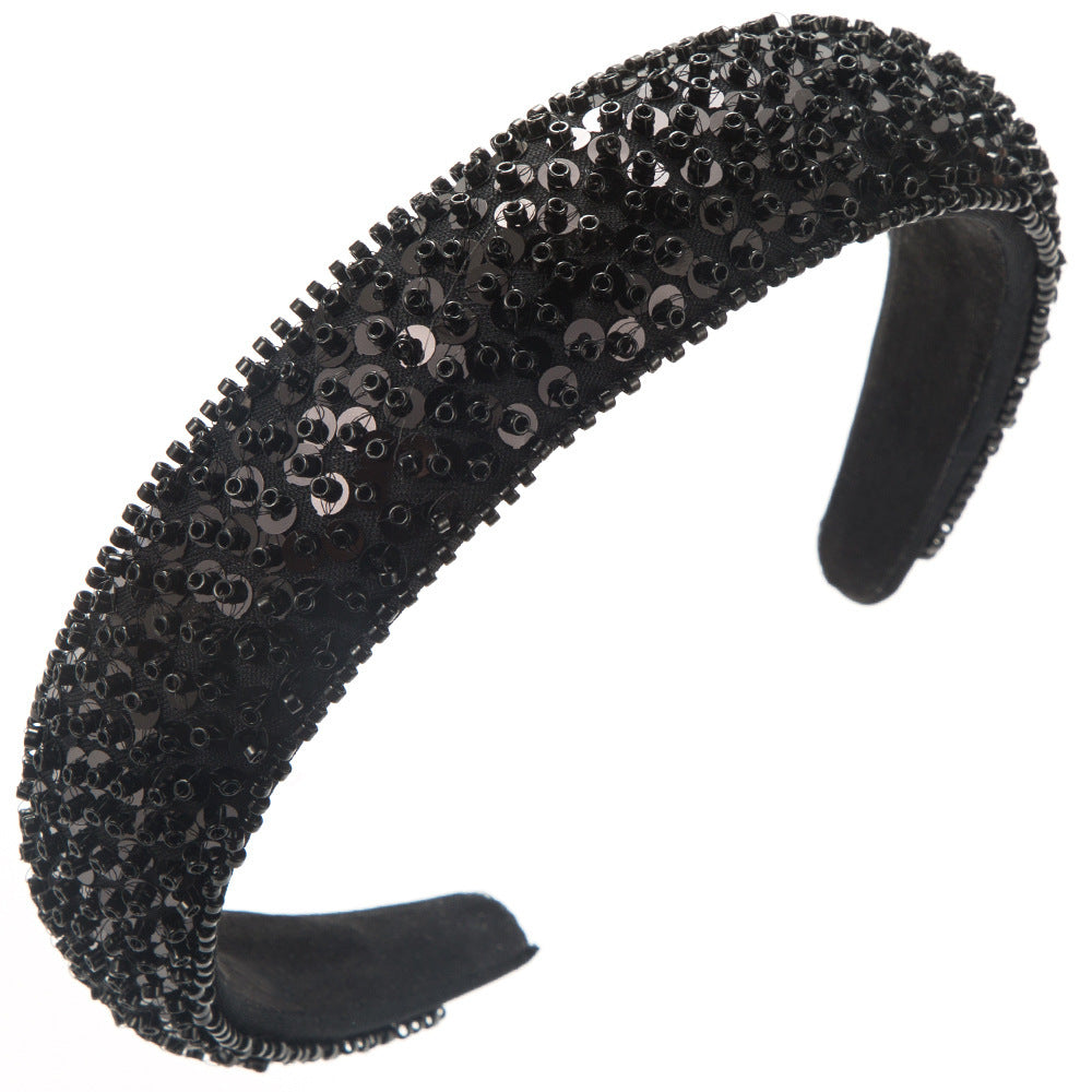 Women's Simple Handmade Beaded Crystal Sequined Headband