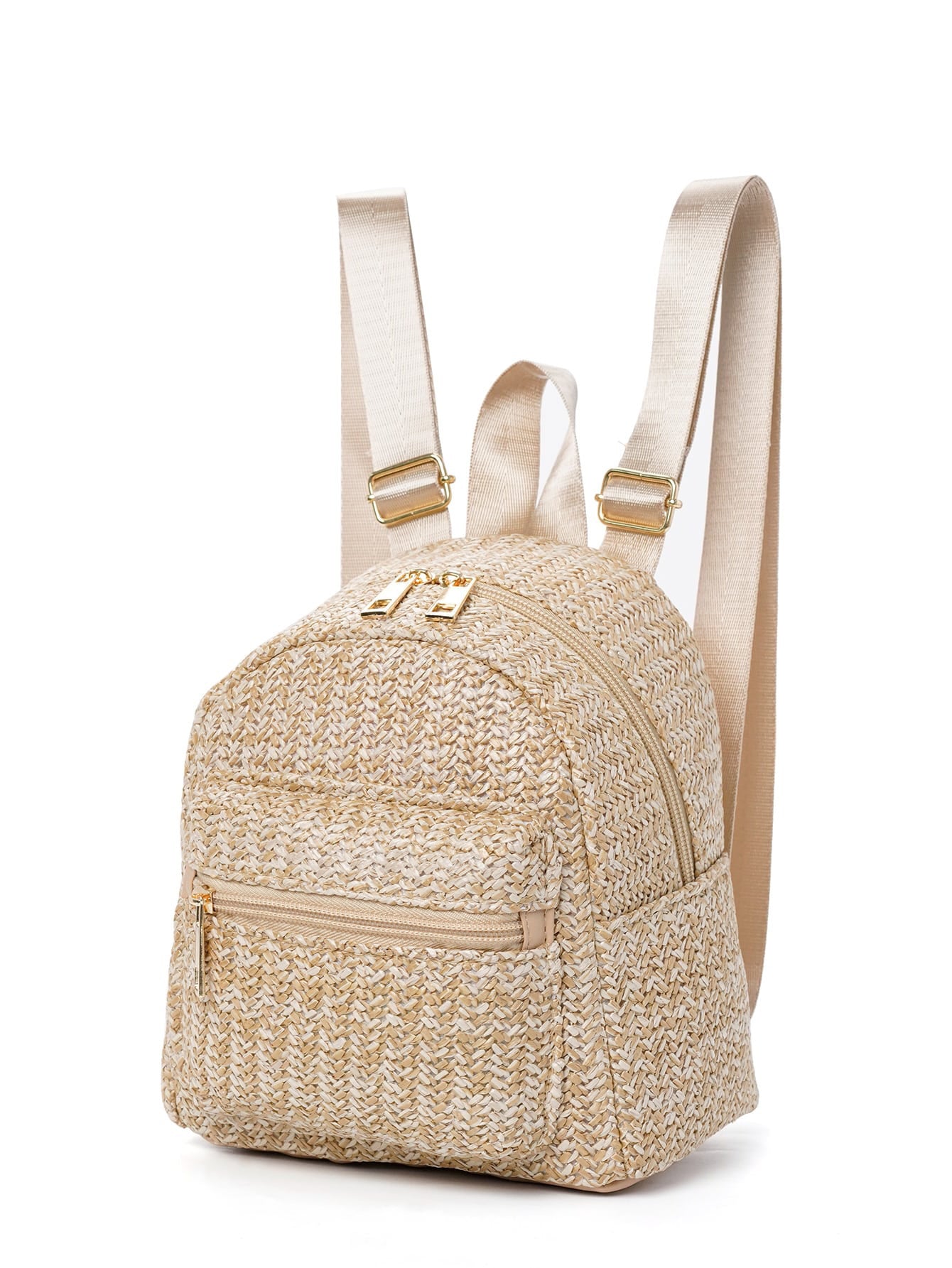 Ethnic Minorities Double Layer Zipper Casual Cool Straw Backpack