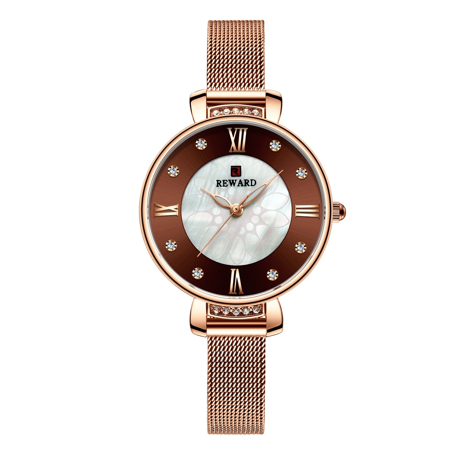 Delicate Shell Diamond Milanese Mesh Strap Women's Watch