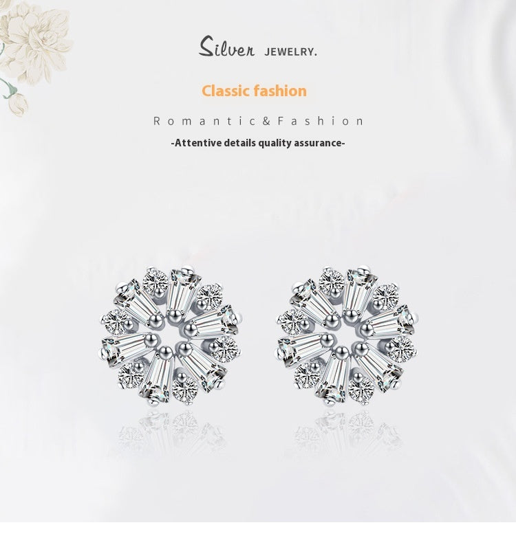 S925 Silver Flower Stud Earrings