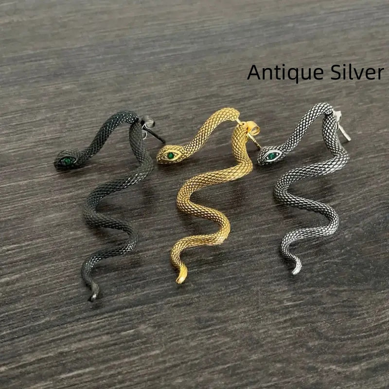 Multi-color Diamond Exaggerated Snake Earrings