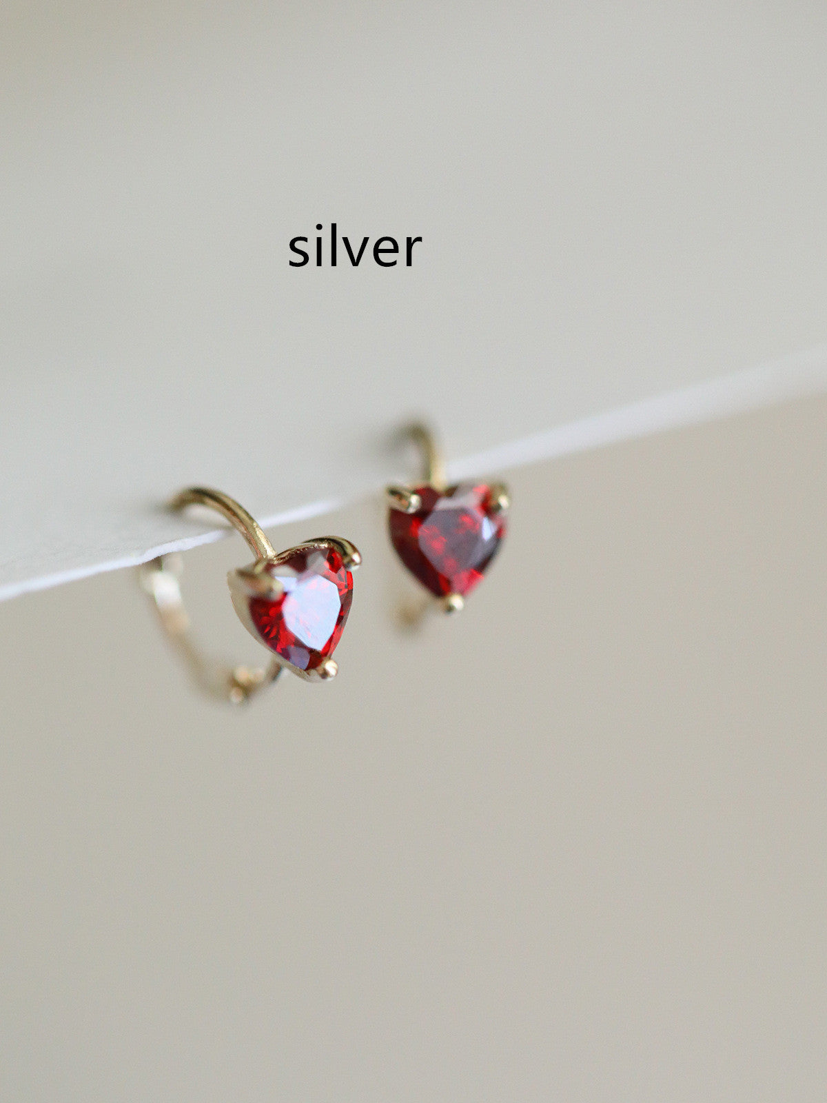 Silver Plated 14K Gold Love Heart Ear Bone Ring