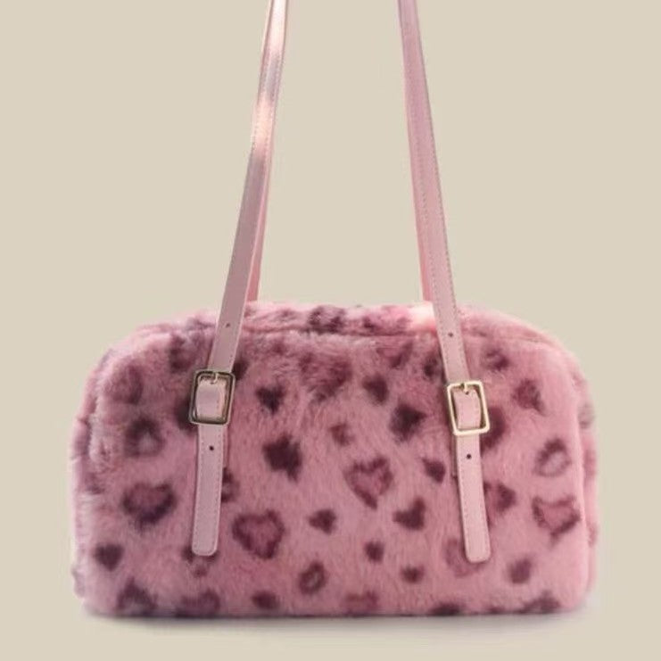 Womens Versatile Furry Shoulder Tote Bag