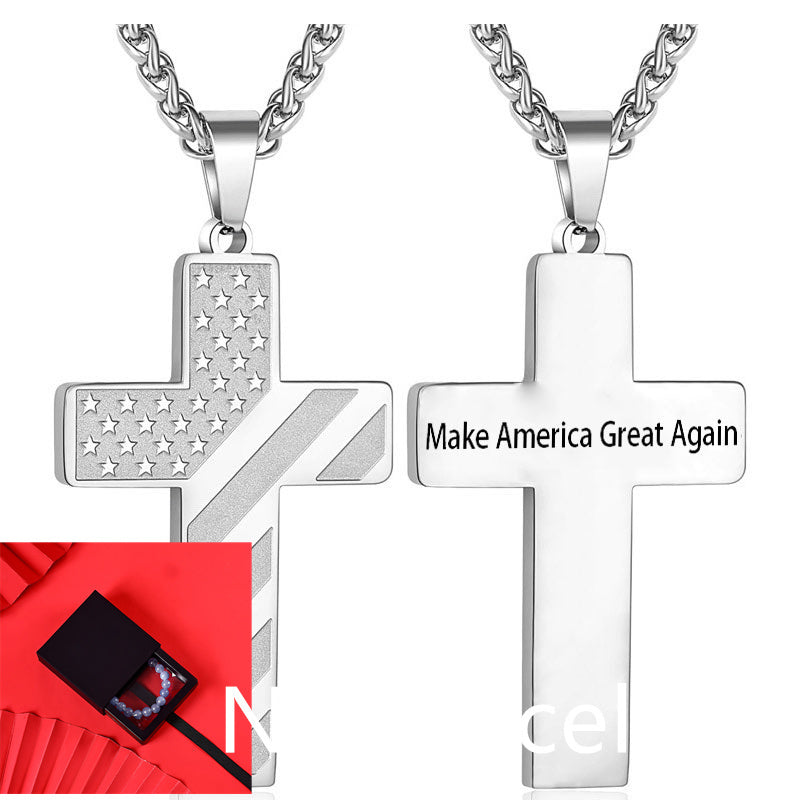 Cross Flag Necklace Letters High Sense Hip Hop