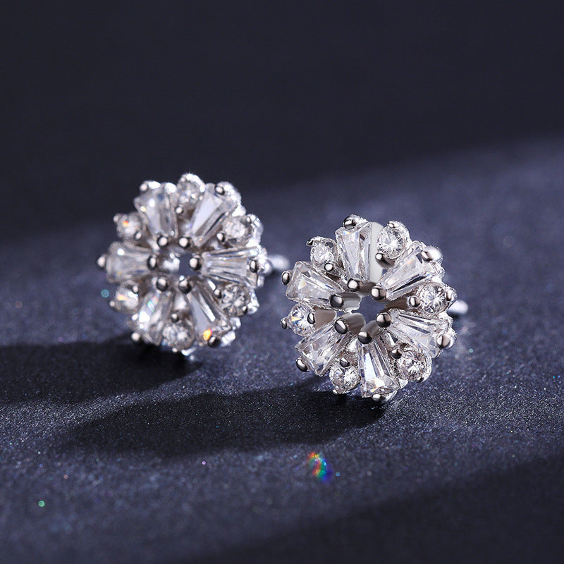 S925 Silver Flower Stud Earrings