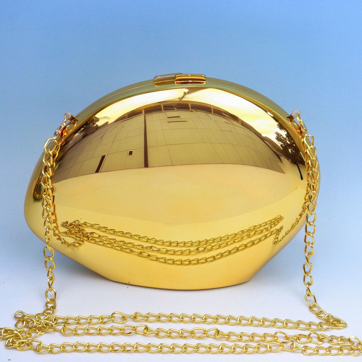 Golden Acrylic Metallic Goose Egg Box Banquet Clutch Bag