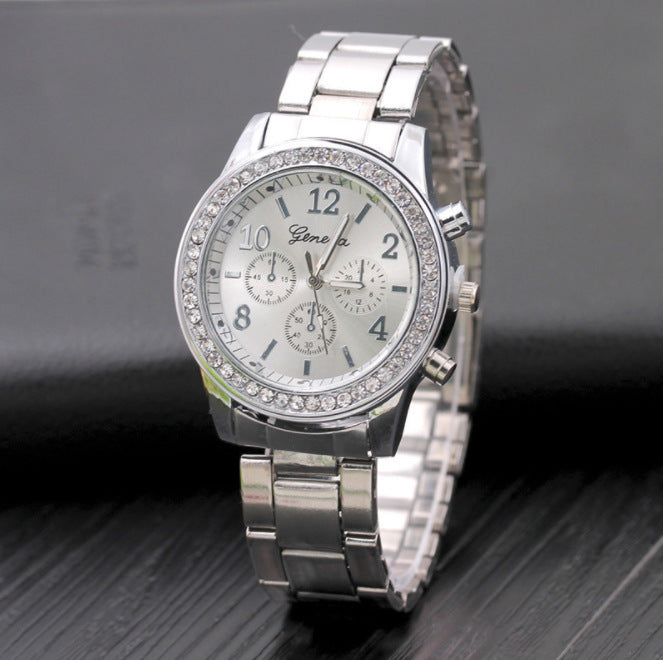 Diamond Alloy Steel Band Women's Watch