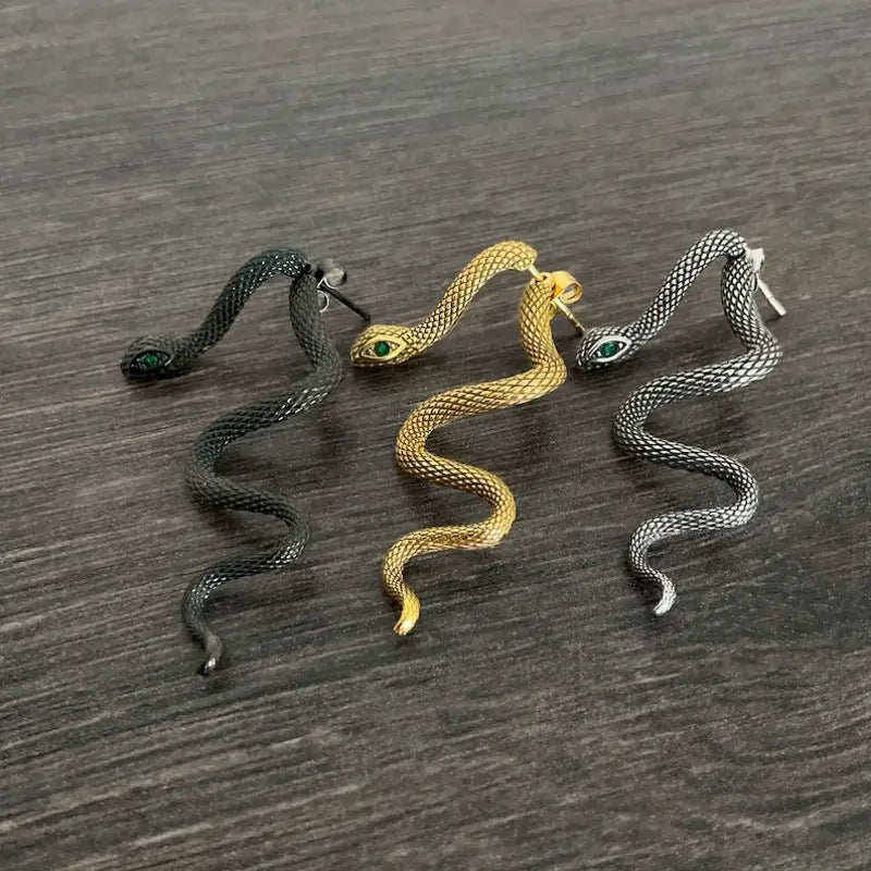 Multi-color Diamond Exaggerated Snake Earrings