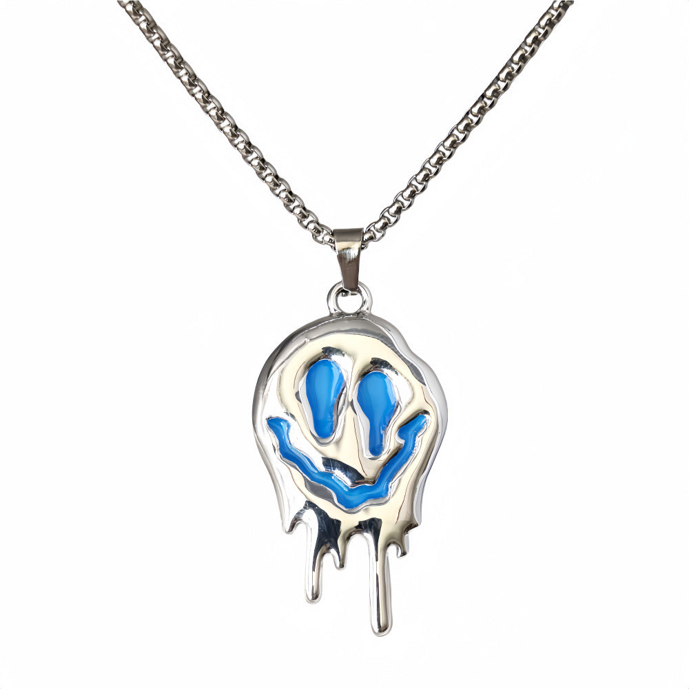 Zinc Alloy Noctilucent Halloween Ghost Glowing Grimace Pendant Necklace